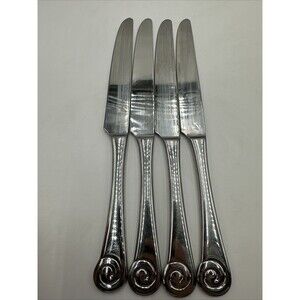Lot of 4 Robert Welch AMMONITE BRIGHT Stainless Dinner Knives 9 3/4"